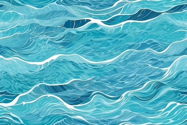 Tekstura basenu wodnego wektor dna tła fali i przepływu z falami letni niebieski akwa pływający bezszwowy wzór powierzchni oceanu morskiego widok z góry