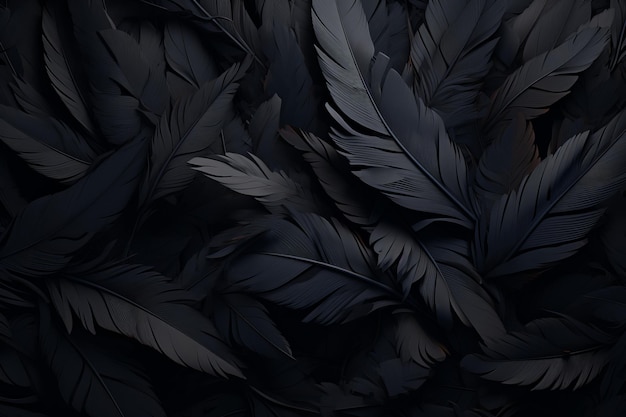 Tekstura liści tropikalnych abstrakcyjne czarne liście dla ciemnej natury tło cyfrowe ai