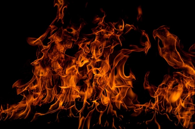Tekstura Ognia Na Czarnym Tle Abstrakcyjny Ogień Płomień Tło Duży Płonący Ogień