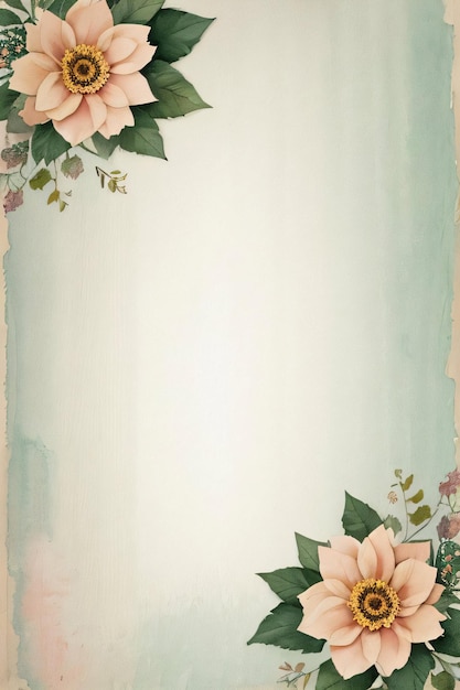 Tekstura papieru w stylu vintage z kwiatami akwarelowymi