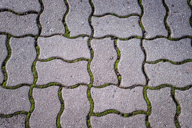 Tekstura Płytki Brukowanej Na Dole Ulicy Cegła Cementowa Obciosana Kamienna Podłoga W Tle