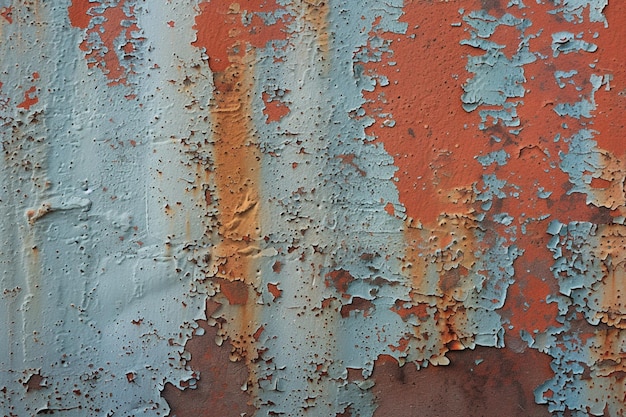 Tekstura Rdzawa metalowa ściana z wielokolorowym kolorem tła starzejący się wygląd
