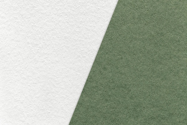 Tekstura rzemiosła białej i zielonej księgi tła pół dwa kolory makro Vintage gęsty kraft oliwkowy karton