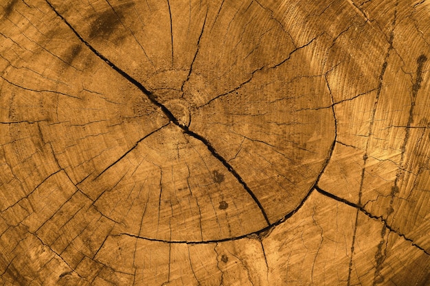 Zdjęcie tekstura ściętego pnia drzewa z rocznymi kołami z bliska abstrakcyjne tła drewna natury