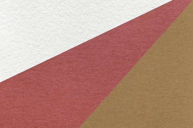 Tekstura starego rzemiosła białego, czerwonego i brązowego koloru papieru tła makro Vintage abstrakcyjna bordowy karton