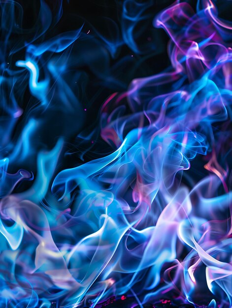 Tekstura Stealthy Creeping Fire z powoli poruszającym się niebieskim i fioletowym efektem płomienia FX Overlay Design Art