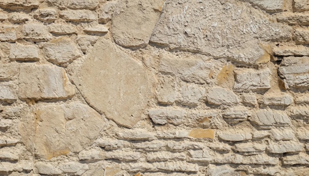 Tekstura tła starej beżowej kamiennej ściany