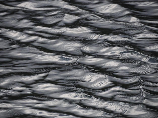 Tekstura wody z odbijającym się światłem słonecznym wyglądającym jak płynny metal