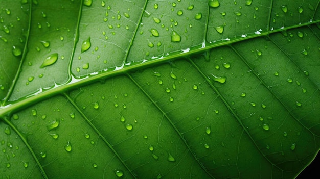 Tekstura zielonego liścia Utworzona za pomocą technologii Generative AI