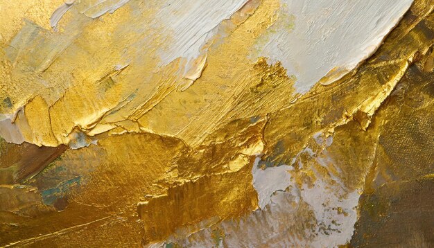 teksturowana złota ściana artystyczna z abstrakcyjnymi pociągami pędzla i detalami palety noża wywołującymi ciepło i