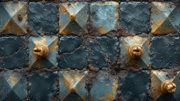 teksturowane metalowe kwadraty w kolorze brązu z zadrapaniami tekstury tła