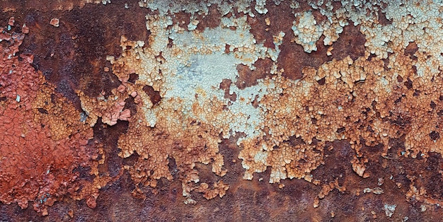 Teksturowane tło z zardzewiałego żelaza z pękniętą farbą emaliową i plamami rdzy