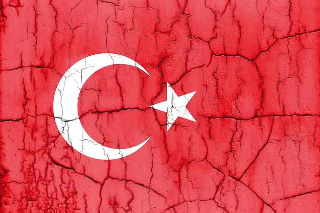 Teksturowane zdjęcie flagi Turcji z pęknięciami