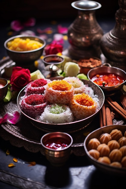 tekstury i szczegóły tradycyjnych słodyczy przygotowanych na Gudi Padwa