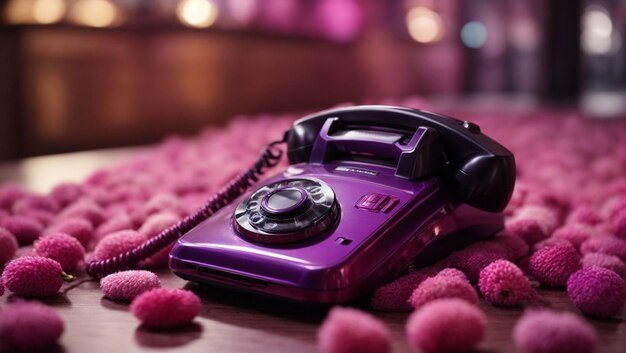 Telefon w fioletowych i różowych kolorach