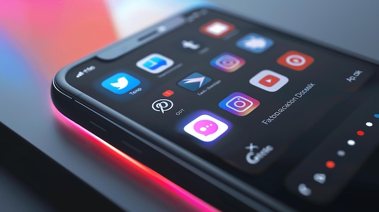 Zdjęcie telefon z aplikacjami, w tym aplikacjami i aplikacjami
