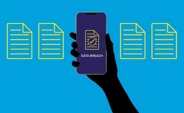 Telefon z ekranem z napisem „Naruszenie danych”.