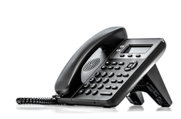 Telefon z VOIP na białym tle koncepcja obsługi klienta centrum obsługi klienta Telefon biurowy telefon IP telefon