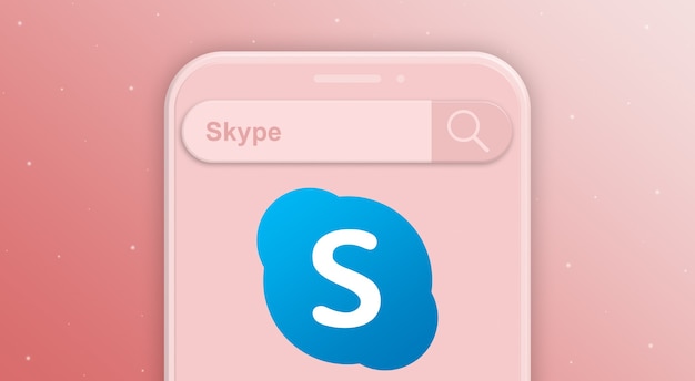 Telefon Z żądaniem Paska Wyszukiwania I Logo Sieci Społecznościowej Skype 3d