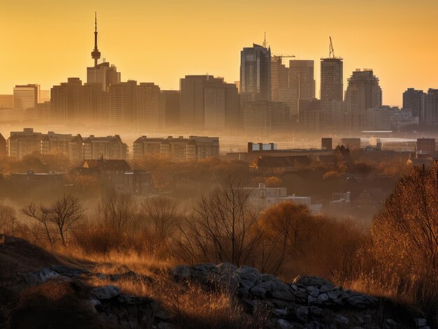 Zdjęcie telefoto sunset cityscape