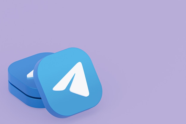 Telegram logo aplikacji renderowania 3d na fioletowym tle