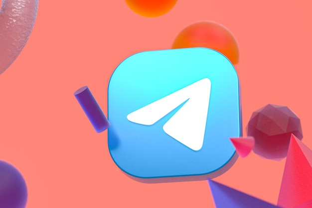 Telegram logo na abstrakcyjnym tle geometrycznym