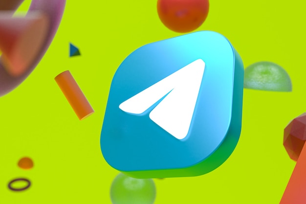 Telegram logo na tle abstrakcyjnej geometrii