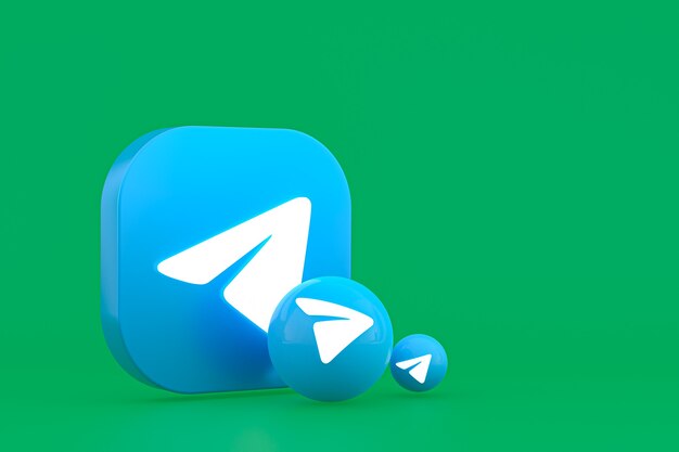 Telegram minimalne logo renderowania 3d z bliska na szablon tła