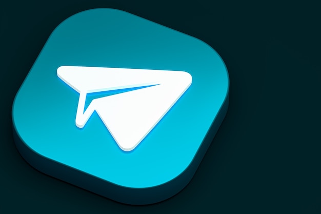 Zdjęcie telegram minimalne logo renderowania 3d z bliska na szablon tła