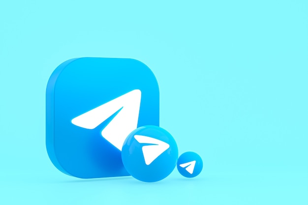 Telegram minimalne renderowanie 3d logo z bliska dla szablonu tła projektu