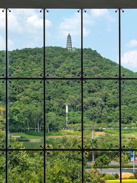 Teleobiektyw, Pagoda Smoczego Słonia, Góra Qingxiu, Nanning, Guangxi, Chiny