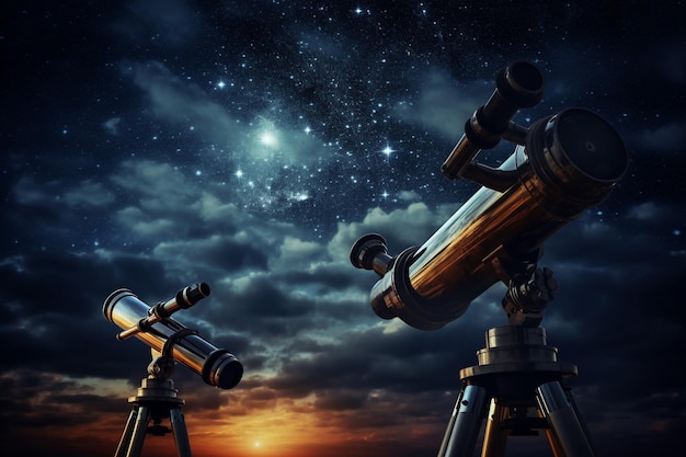 Zdjęcie telescopes pointed at celestial objects