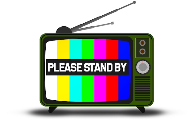 Telewizja retro z ostrzeżeniem, proszę stać!