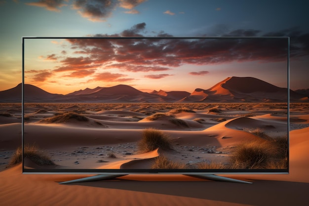 Telewizor z widokiem na pustynny krajobraz
