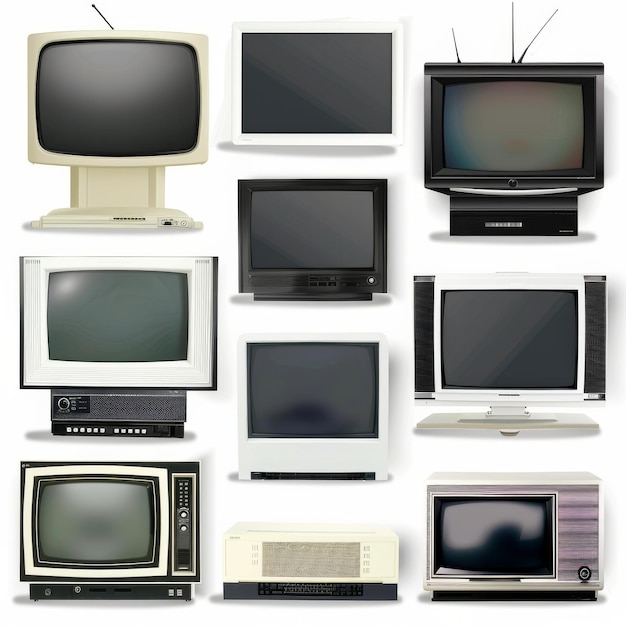 Telewizory izolowane na białym tle