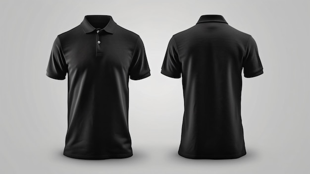 Ten modny czarny model koszulki polo jest idealny do prezentowania własnych projektów. Przedni i tylny widok zapewnia dużą przestrzeń do dodawania logo lub wzorów graficznych.