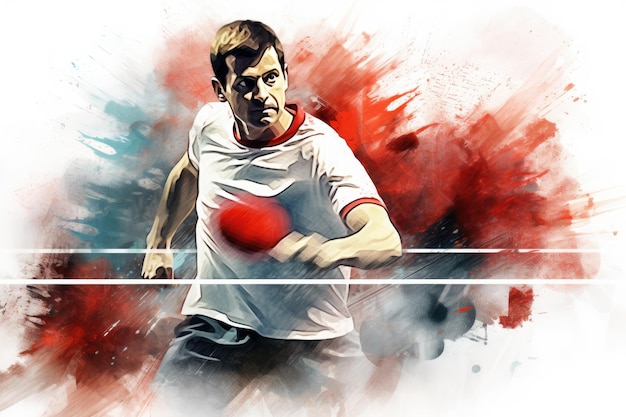 tenis stołowy ping-pong zawodnik tenisa stołowego sportowiec gra człowiek grający w tenis stoły ilustracja dzień tenisa