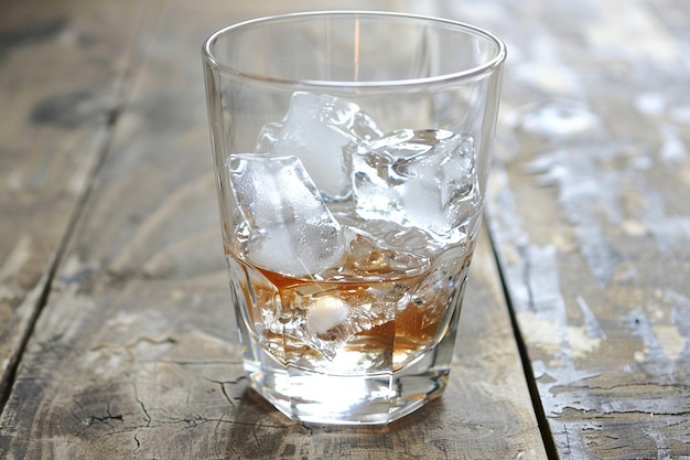 Tequila w szklance z lodem pokazującym teksturę