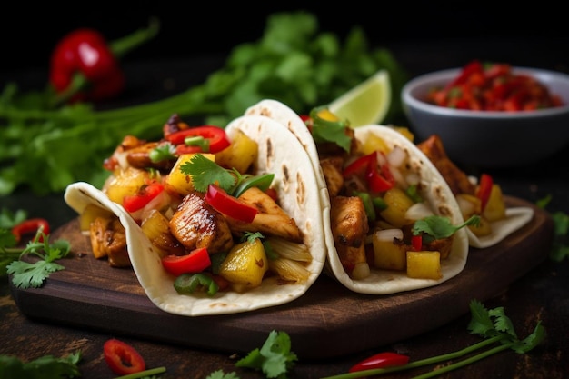 Teriyaki Glazed Chicken Tacos z ananasem Jalapeno