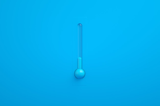 Termometr na niebieskim tle z niską temperaturą, renderowanie 3d, koncepcja mroźnej zimy