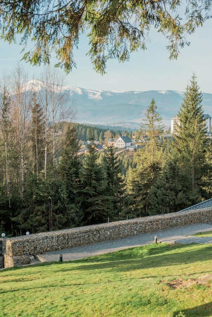 Zdjęcie terytorium wiejskiego domu w górach