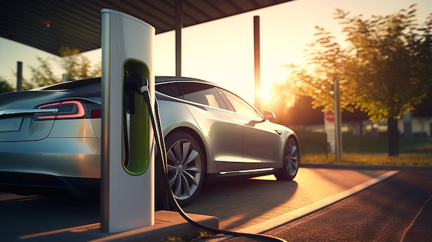 Tesla ładuje samochody elektryczne w mieście
