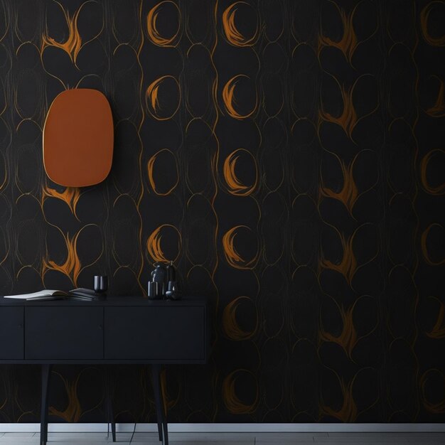 Tętniąca życiem abstrakcyjna tapeta z uderzającym kontrastem czerni i pomarańczy