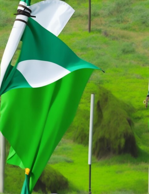 Zdjęcie tętniąca życiem flaga ekologii zielony sztandar dla ekologów
