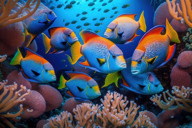 Tętniąca życiem podwodna przygoda Eksploracje kolorowych ryb i raf koralowych Generatywna sztuczna inteligencja