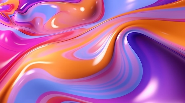 Tętniący życiem abstrakcyjny obraz z kolorowymi płynami zmieszanymi razem Generacyjna sztuczna inteligencja