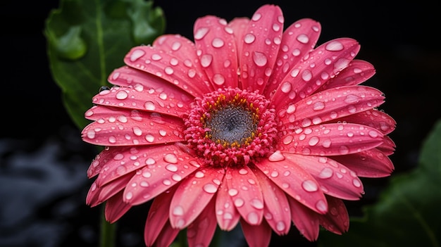 tętniący życiem kwiat stokrotki gerbera mokry od rosy w formalnym ogrodzie