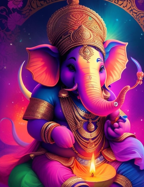 tętniący życiem magiczny baner Ganesha Diwali