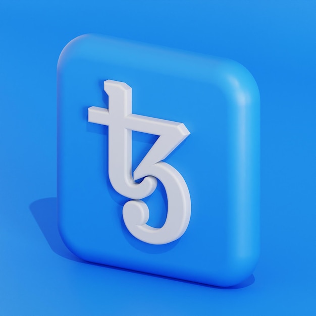 Tezos symbol kryptowaluty logo ilustracja 3d