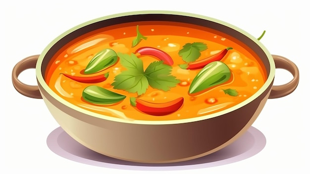 Thai panang curry jedzenie wektorowe ilustracja artystyczna płaski kolor